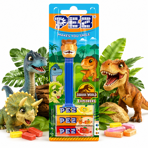 Pastilha Pez Jurassic World Explorers Blister 1+3 Unidade